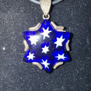 Italian Murano glass by artist Millifori - A Jewish Star set in Sterling silver
